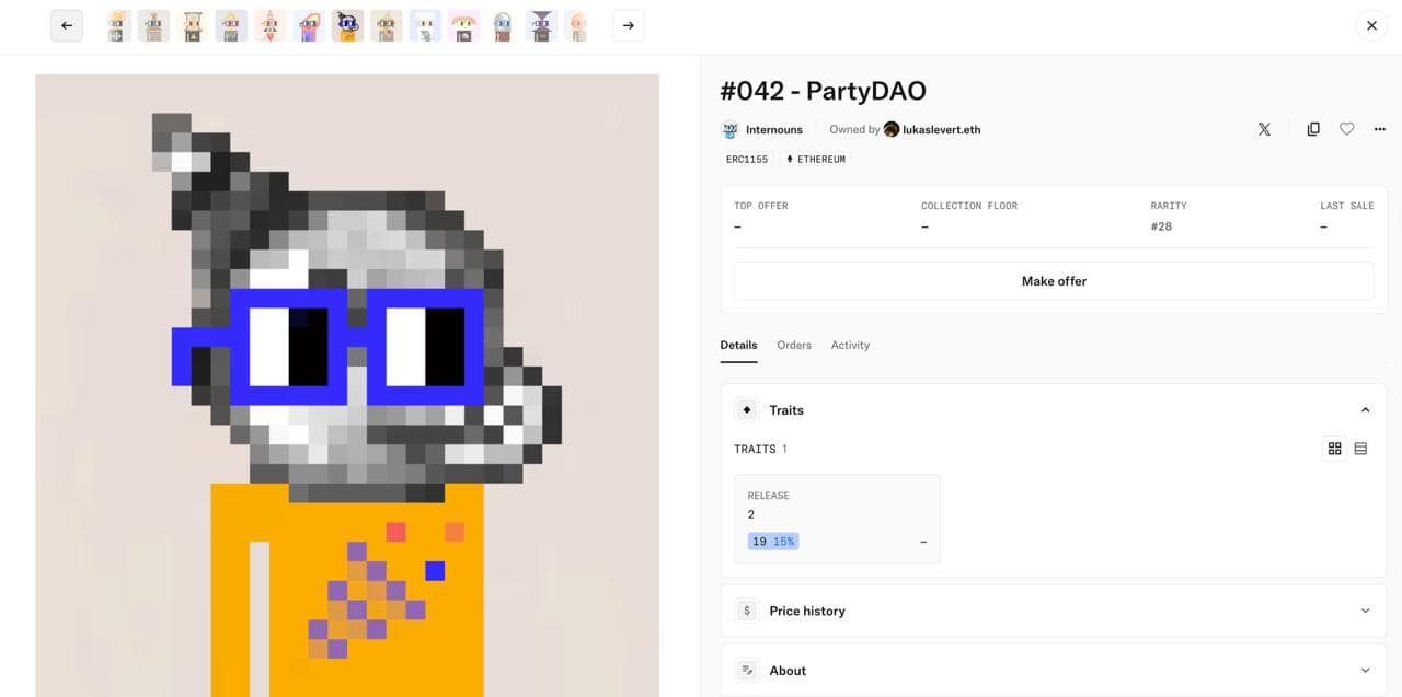 Internouns #042 PartyDAO detail view